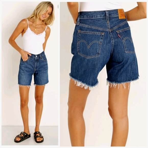 NEW Levi's 501 High Waist Mid Thigh Cut Off Shorts - Picture 2 of 8